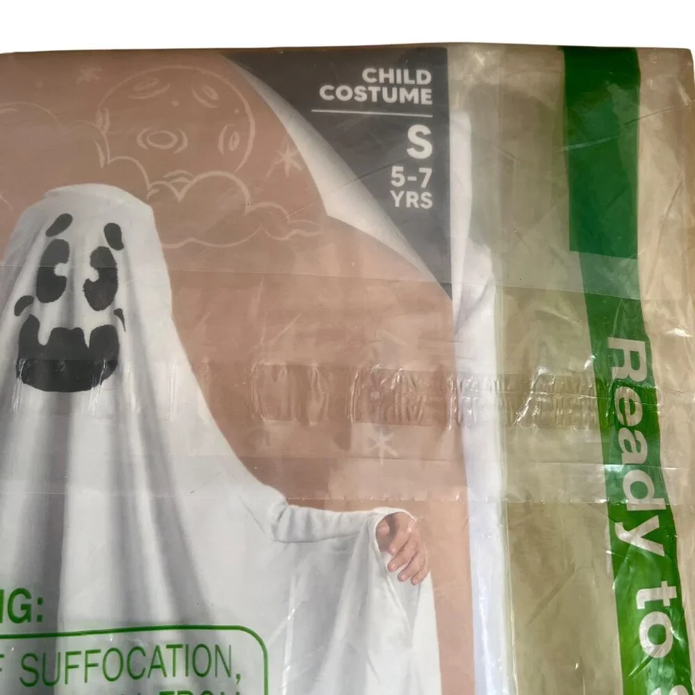 Spooktacular Creations Child Ghost Costume 5-7 Yrs Includes Poncho & Bag